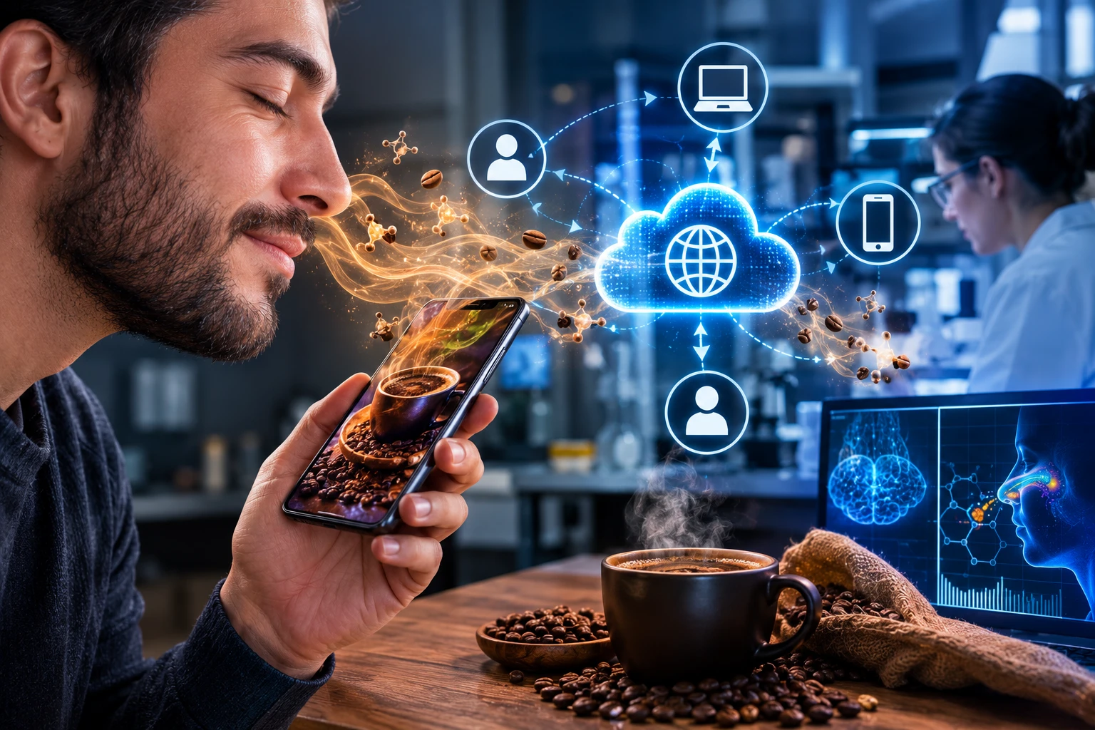شمّ القهوة عبر هاتفك.. علماء يقتربون من نقل الروائح عبر الإنترنت شمّ القهوة عبر هاتفك.. علماء يقتربون من نقل الروائح عبر الإنترنت