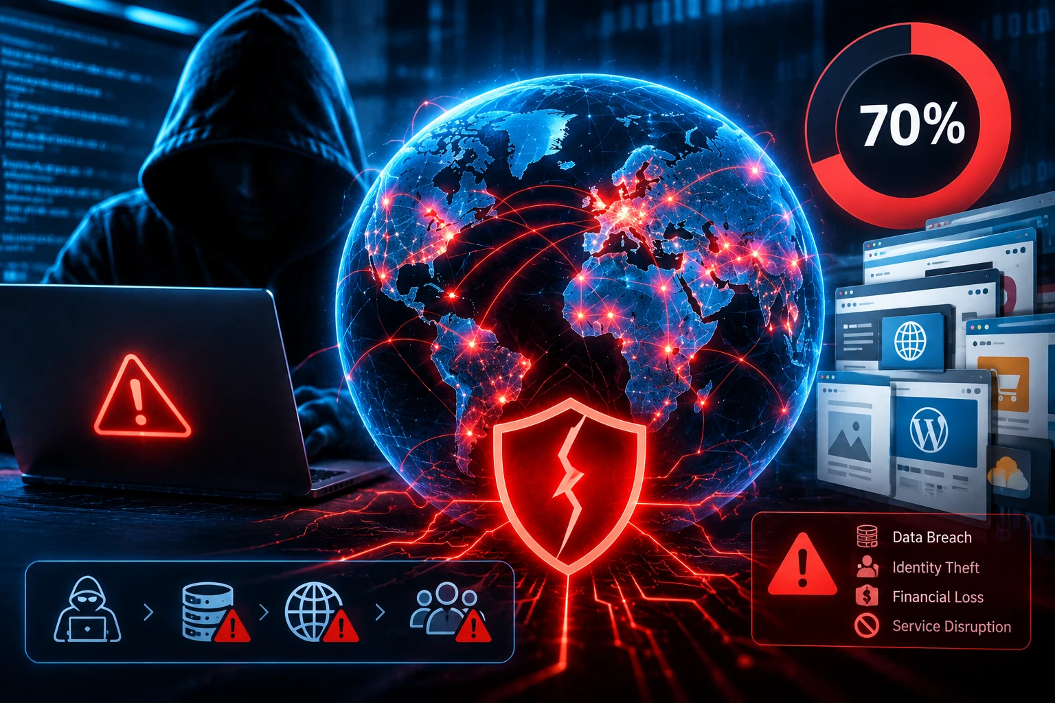 ثغرة أمنية خطيرة تهدد 70% من مواقع الإنترنت حول العالم...وخبراء يحذرون من تداعياتها
