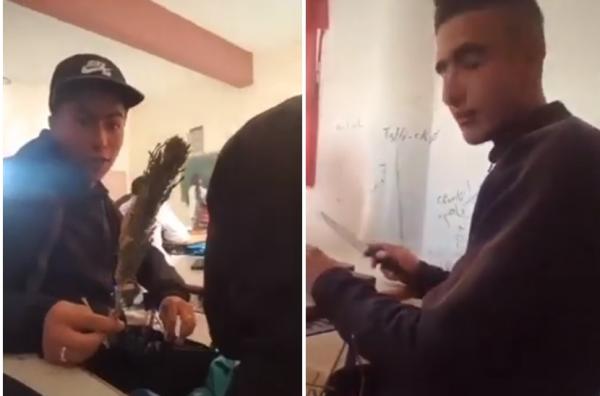 لا يصدق.. تلميذ "كايقسس" الكيف و الحشيش وسط قاعة الدرس