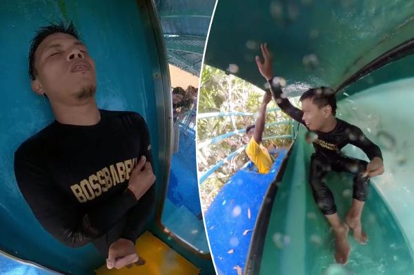نجم"تيك توك" شهير  يعلق داخل لعبة مائية كادت تنهي حياته (فيديو)