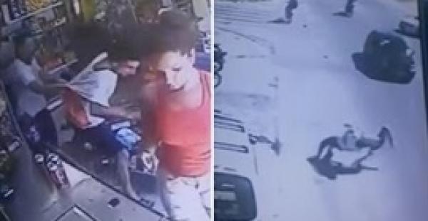 بالفيديو.. صاحب محل ينتقم من «لص» على طريقة المصارعة الحرة