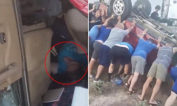 بالفيديو: لاعبو كرة قدم من الأطفال يرفعون سيارة لإنقاذ امرأة علقت تحتها