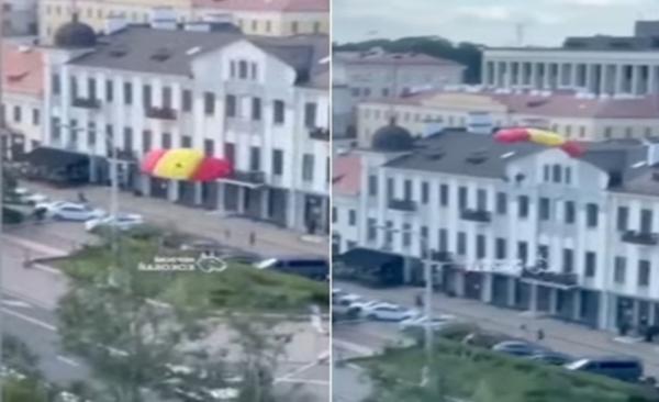 لحظة سقوط  خاطئ لمظلي يسفر عن اصطدامه بمبنى (فيديو)