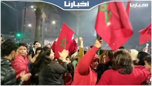 مراكش..احتفال الجماهير المغربية بتأهل الأسود التاريخي للمربع الذهبي