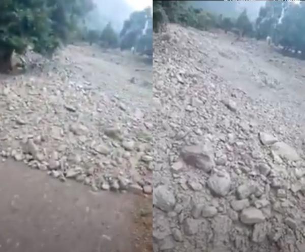 مخيف.. سيول من الحجارة في جبال أيت بوكماز بعد التساقطات المطرية الأخيرة