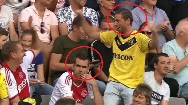 مشجع هولندي يضع نفسه في موقف محرج للغاية! (فيديو)