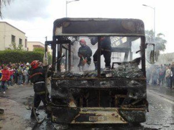 احتراق حافلة للنقل الحضري "أزاما" بمدينة الجديدة