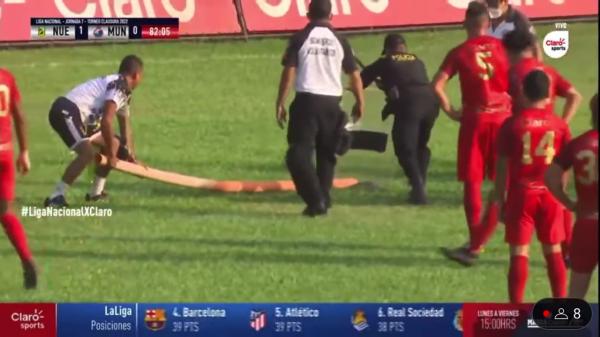 لحظة توقيف مباراة كرة قدم بسبب دخول ثعبان ضخم الى الملعب(فيديو)