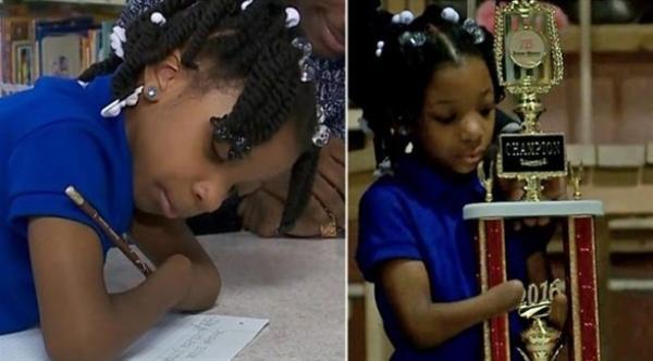 بالفيديو: طفلة بلا يدين تفوز في مسابقة للكتابة اليدوية