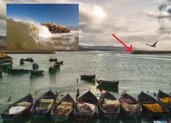  الصورة للمدخل البحري لميناء سيدي إفني