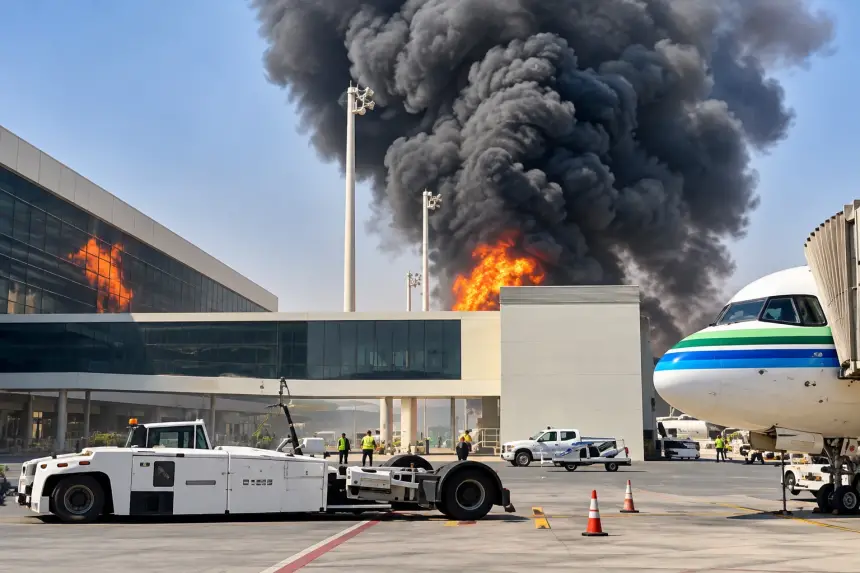 الحوثيون يقصفون مطار الرياض ويشعلون النيران في طائرة سعودية