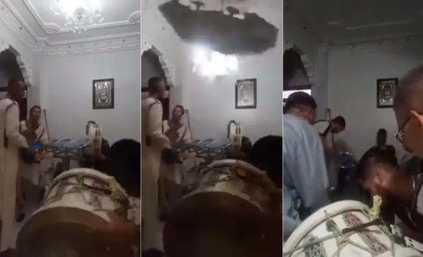 شاهد ما وقع لسقف منزل بالسكن الاقتصادي أثناء اقامة عرس!