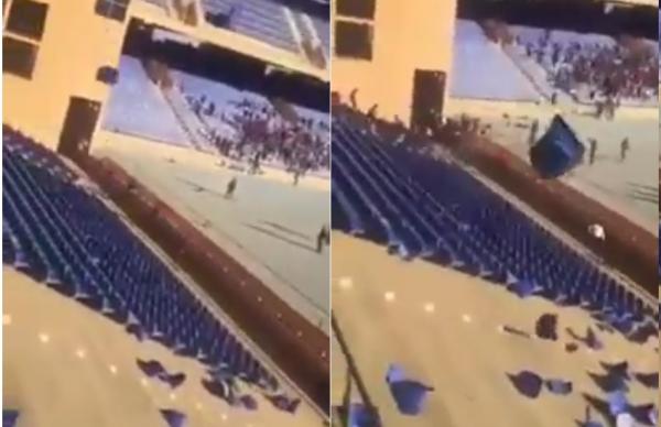 جمهور أولمبيك أسفي يخرب مدرجات ملعب مراكش الكبير