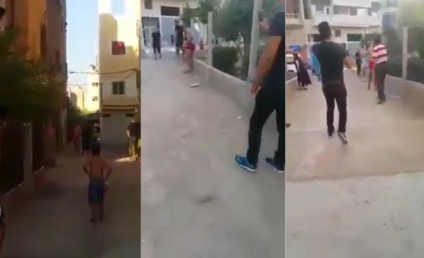 فاس: عناصر الشرطة تصوب المسدسات في وجه شخص مسلح يهدد سلامة الحي