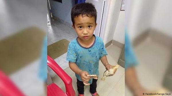 طفل يدهس بالخطأ فرخ دجاج ويهرع به إلى المستشفى