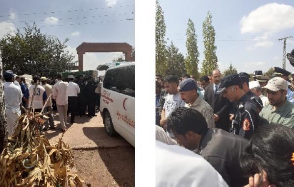 جنازة مهيبة للشرطي ضحية حافلة "الراشدية" يتقدمها والي أمن بني ملال والكاتب العام للعمالة
