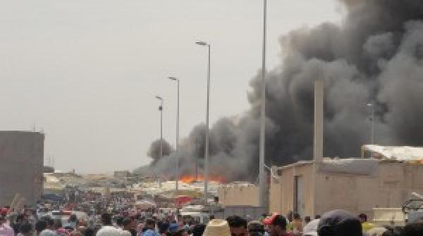 النيران تلتهم سوق شعبي بآسفي و تخلف خسائر مادية فادحة 