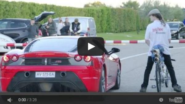 بالفيديو: دراجة هوائية تسبق سيارة فيراري