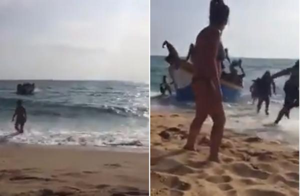 فوج جديد من قوارب الحراكا يصل إلى شاطئ إسباني وسط دهشة المصطافين