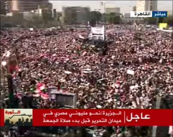 مسيرة مليونية في \"جمعة النصر\" بمصر و القرضاوي يؤم المصلين