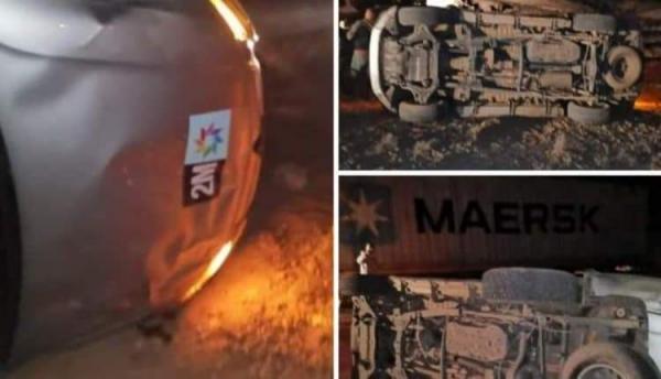 طاقم تابع القناة الثانية ينجو من موت محقق بعد حادثة سير بين ورزازات وتابوراحت