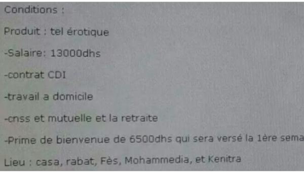 فضيحة بكل المقاييس : شركة تنشر إعلانا عن توظيف فتيات تخصص "دردشة جنسية"