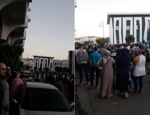 مظاهرة في طنجة بني مكادة بسبب إغلاق المحلات التجارية