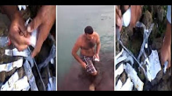 شباب يخرجون قنينات ملفوفة من البحر استعملت بهدف السحر و الشعوذة‎