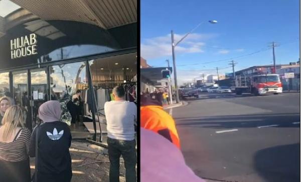 شاهد: سيارة تقتحم محل بيع الحجاب في أستراليا