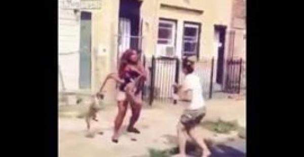 بالفيديو.. فتاة تقذف كلبا في وجه أخرى خلال مشاجرة بينهما