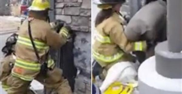 بالفيديو.. «حرامي» حاول سرقة محل فتعلق في الجدار لـ 3 أيام