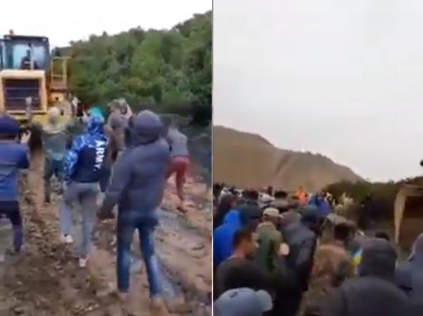 مواطنون يقطعون طريق آليات شركة لإحداث مقلع لاستخراج الحجارة نواحي الفحص أنجرة