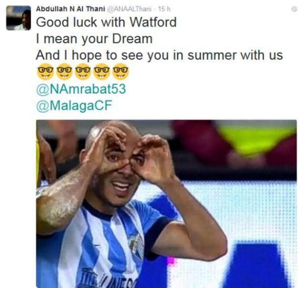 قبل رحيله لانجلترا  .. مالك مالقا يتهكم على أمرابط بتغريدة على "تويتر"