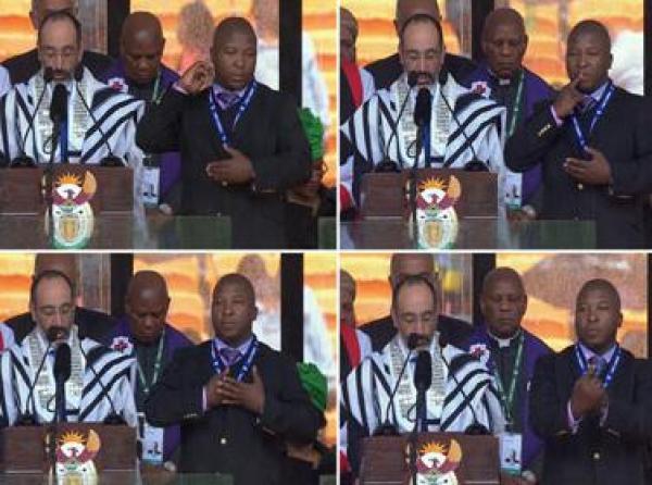 مترجم لغة إشارة مزيف في حفل تأبين «مانديلا» يثير غضب الصم