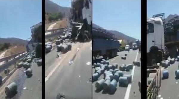 حادثة مفجعة لشاحنة قنينات الغاز
