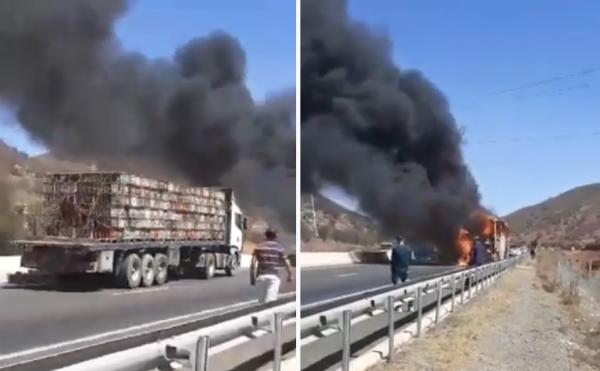 النيران تلتهم حافلة للمسافرين على الطريق السيار بين مراكش وأكادير