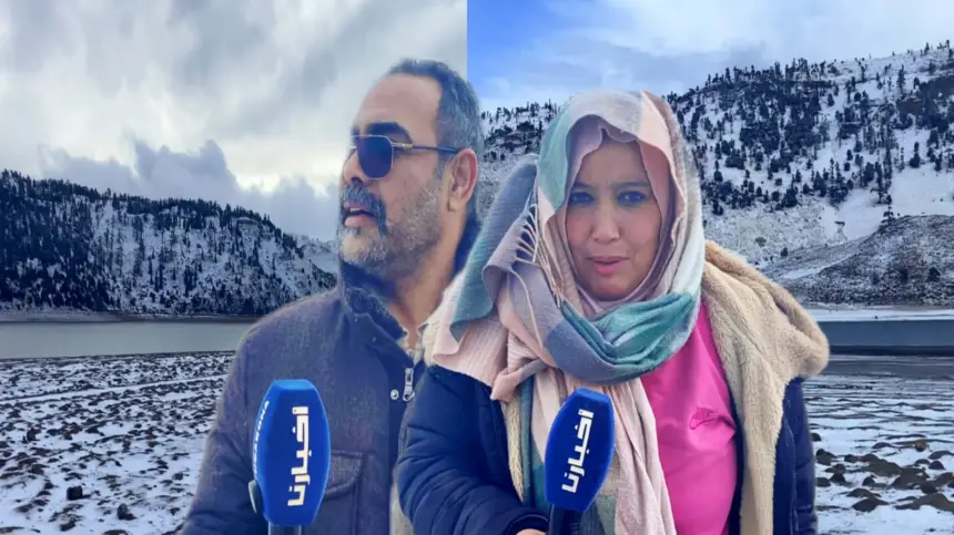 الثلوج تكسو جبال الأطلس بالبياض والزوار: خيرات الله تريح القلوب