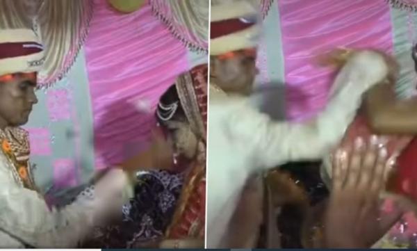 بسبب قطعة حلوى..حفل زفاف يتحول لمشاجرة بالأيدي بين عروسين(فيديو)