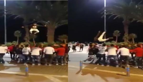 شاب مغربي كاد أن يموت بسبب فرحة احتفالات فوز المنتخب الوطني وتأهله الى روسيا