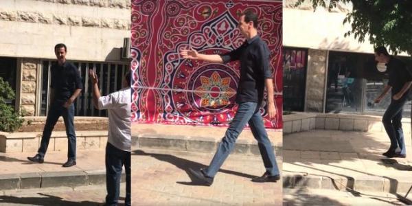 بشار الأسد يتجول في حي المزة بدمشق