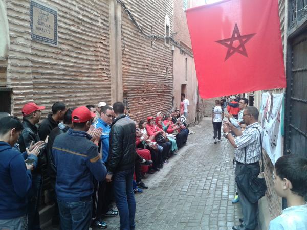 إعتصام مفتوح لعمال وعاملات مطعم الفندق بمراكش العتيقة