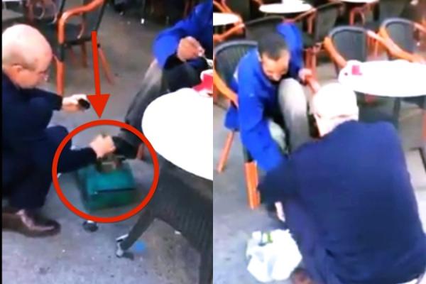 شكون يقدر يديرها : دكتور شهير يمسح حذاء " سيرور " أمام المارة ( الفيديو )