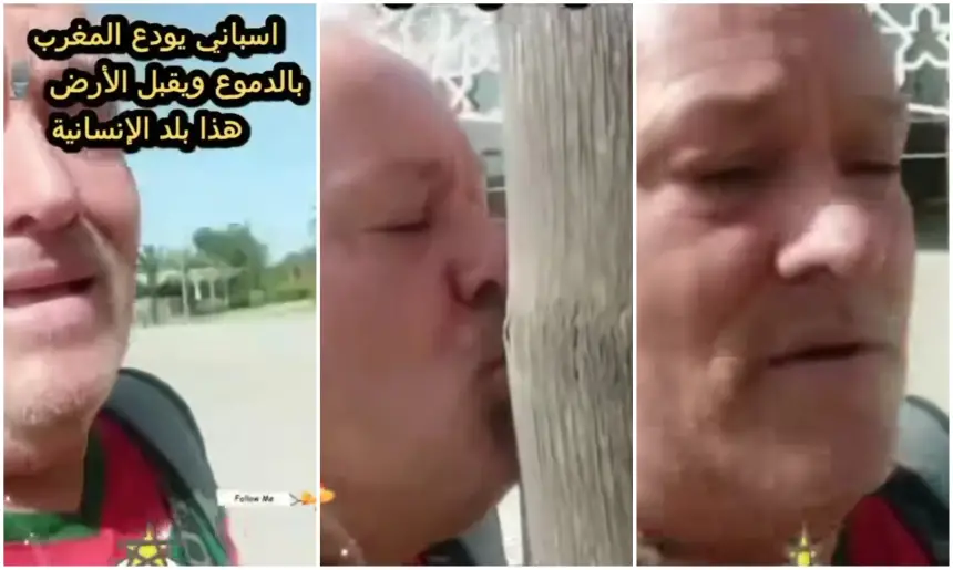 المغرب بلد الإنسانية.. سائح إسباني يقبل الأرض والشجر ويودع المملكة المغربية بالدموع