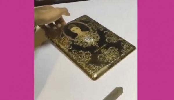 فيديو..آيباد دنيا بطمة المطلي بالذهب والمرصع بأحجار الشوارفسكي