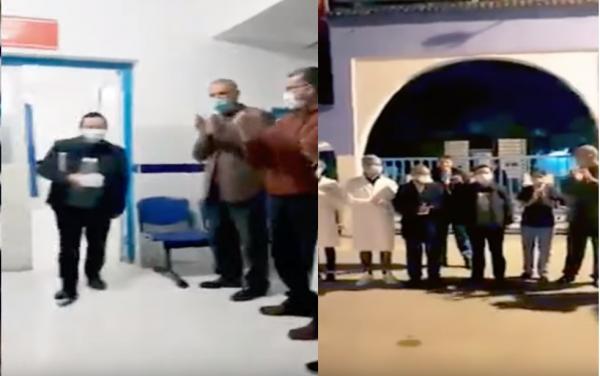 لحظة خروج صيني من مستشفى شفشاون بعد تأكيد عدم إصابته بكورونا