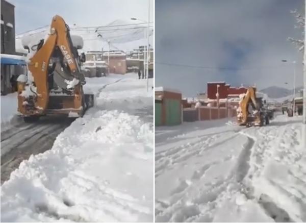 آليات لفك العزلة وفتح الطرقات بعد تساقط كثيف للثلوج بجماعة أوتربات