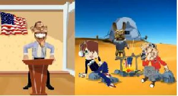 فيديو مضحك للقذافي في مكالمة مع أوباما 