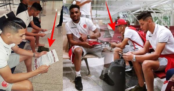 قبل رحيلهم إلى تونس: وداديون "رماو العافية في حجر" اللاعبين عبر "منشور" مؤثر تسلموه بمدخل المطار