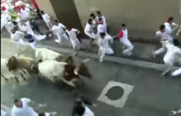 بالفيديو: ثيران تنطح 6 أشخاص في إسبانيا