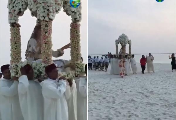 حفل زفاف بتقاليد مغربية في جزر المالديف بحضور الحاج مغيث